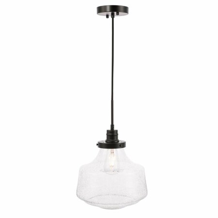 CLING Lyle 1 Light Black & Clear Seeded Glass Pendant CL3475544